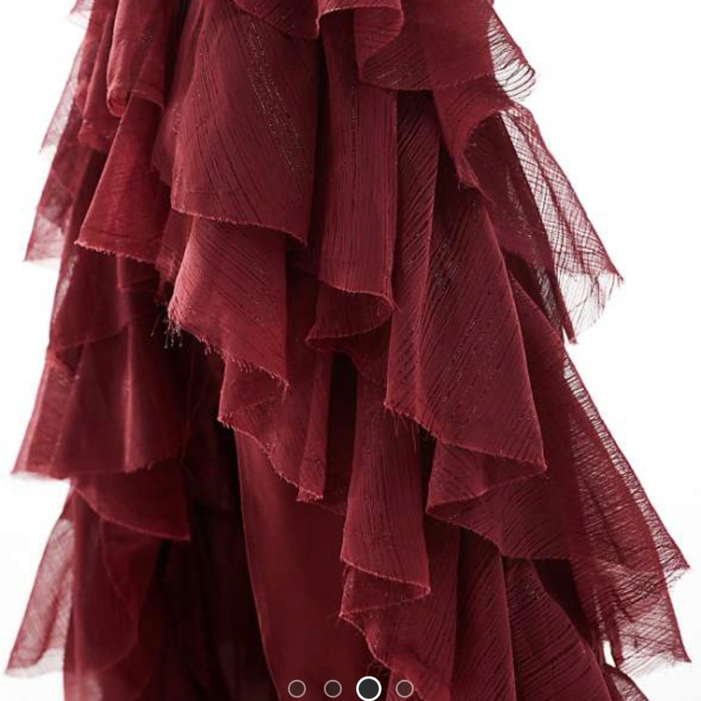 ASOS Deep Red Ruffled Maxi Dress - Picture 8 of 8